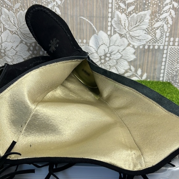 Bronx Vintage Boho Suede Gypsy Moccasins Fringe Tassel Kitten Heel Boots - Picture 14 of 14